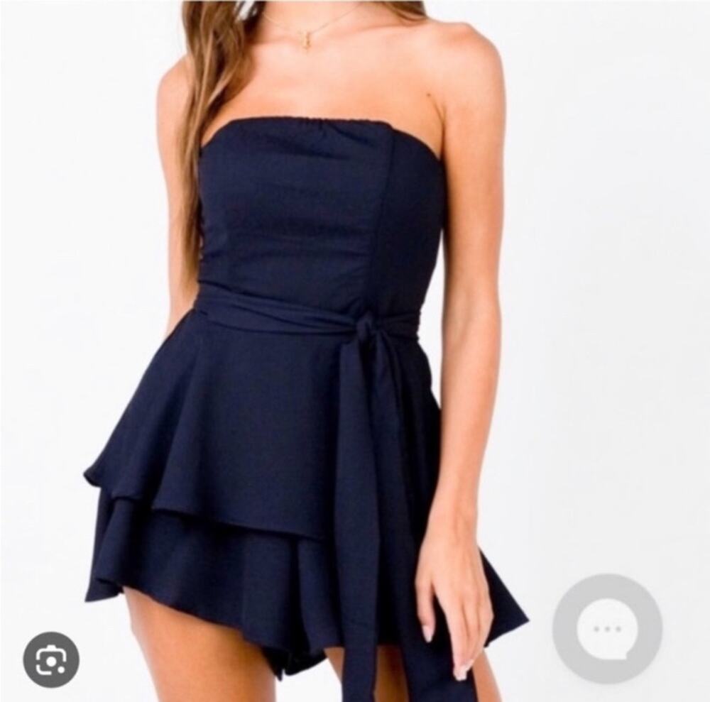 NWT Princess Polly Rolla Romper Playsuit Navy Blue Ruffle 2